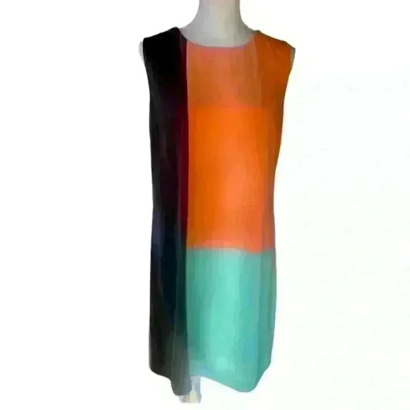 Nine West colorblock dress size 10 sleeveless exc condition pullover zip back - Picture 1 of 16